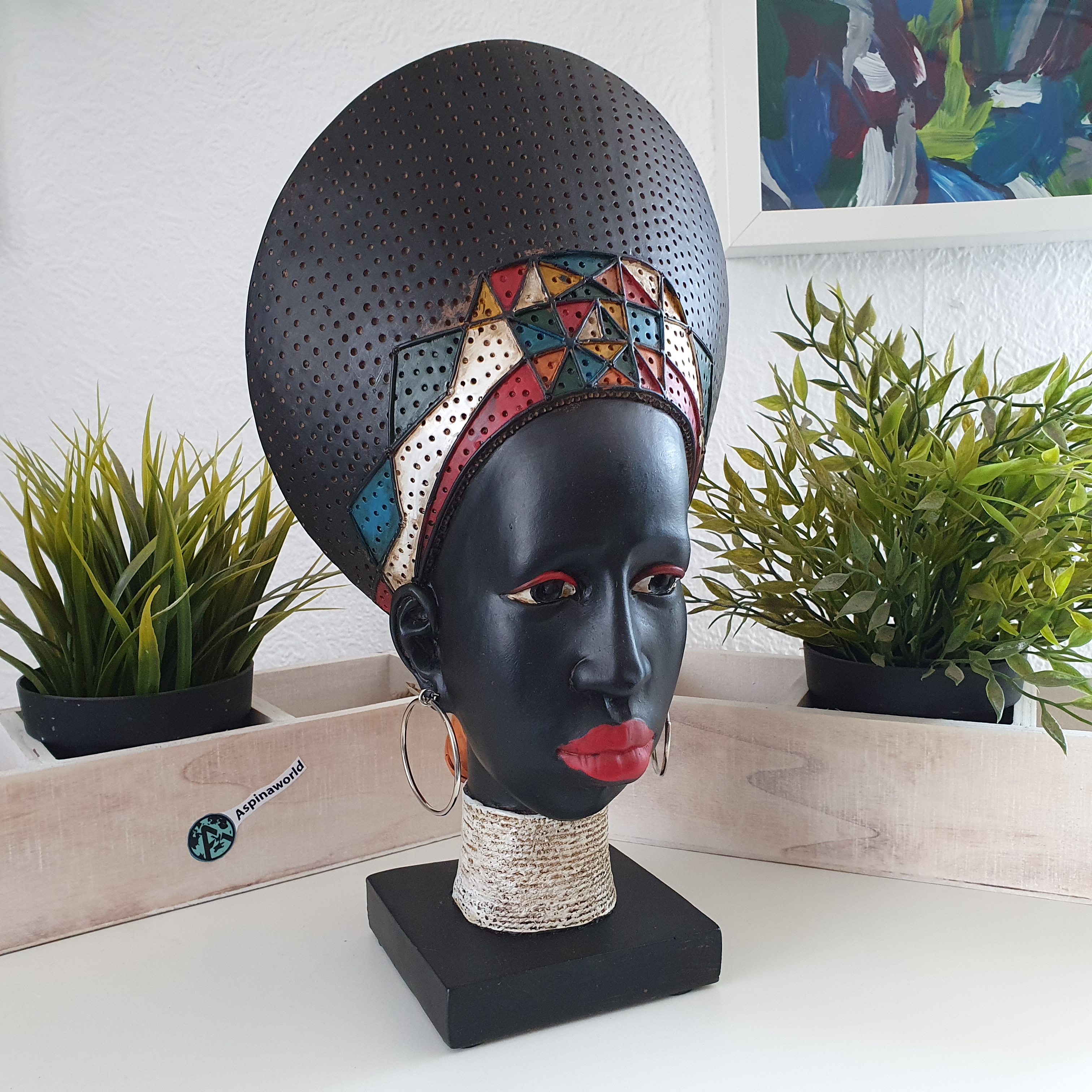 Afrikanische Dekofigur Frauenbüste 33 cm