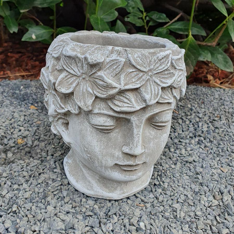 Gartenfigur Kopf als Blumentopf 16 cm