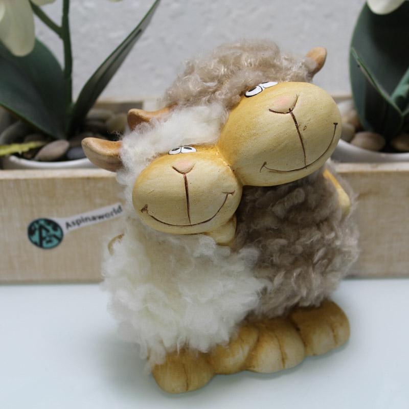 Dekofigur Schaf Figur mit Kuchelfell 16 cm