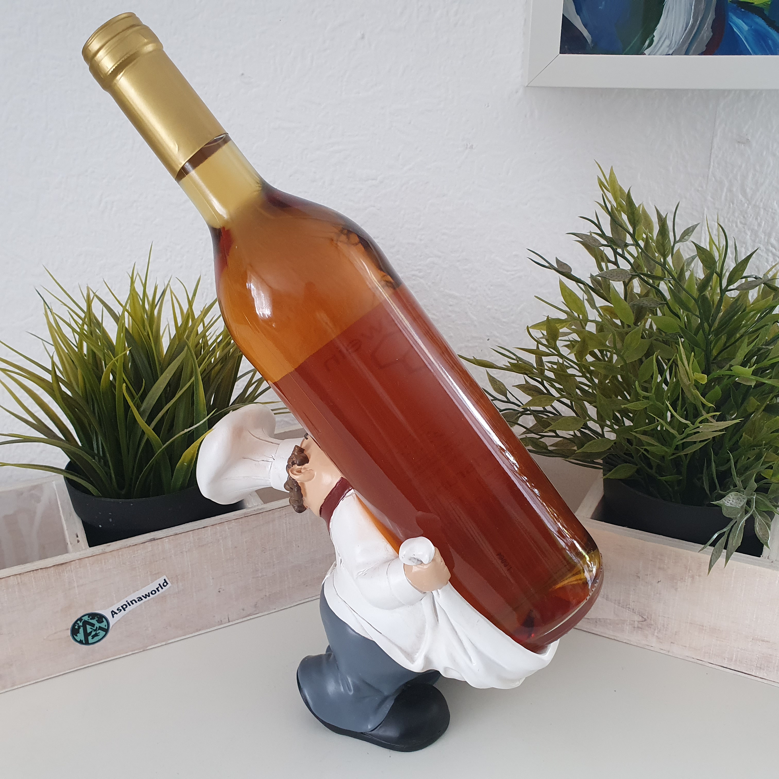 Deko Weinflaschenhalter als Koch 18 cm