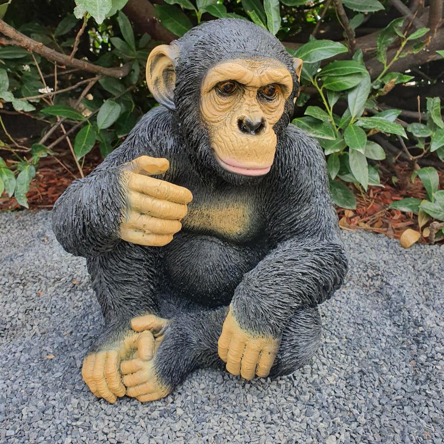 Gartenfigur Schimpansen Figur 37 cm