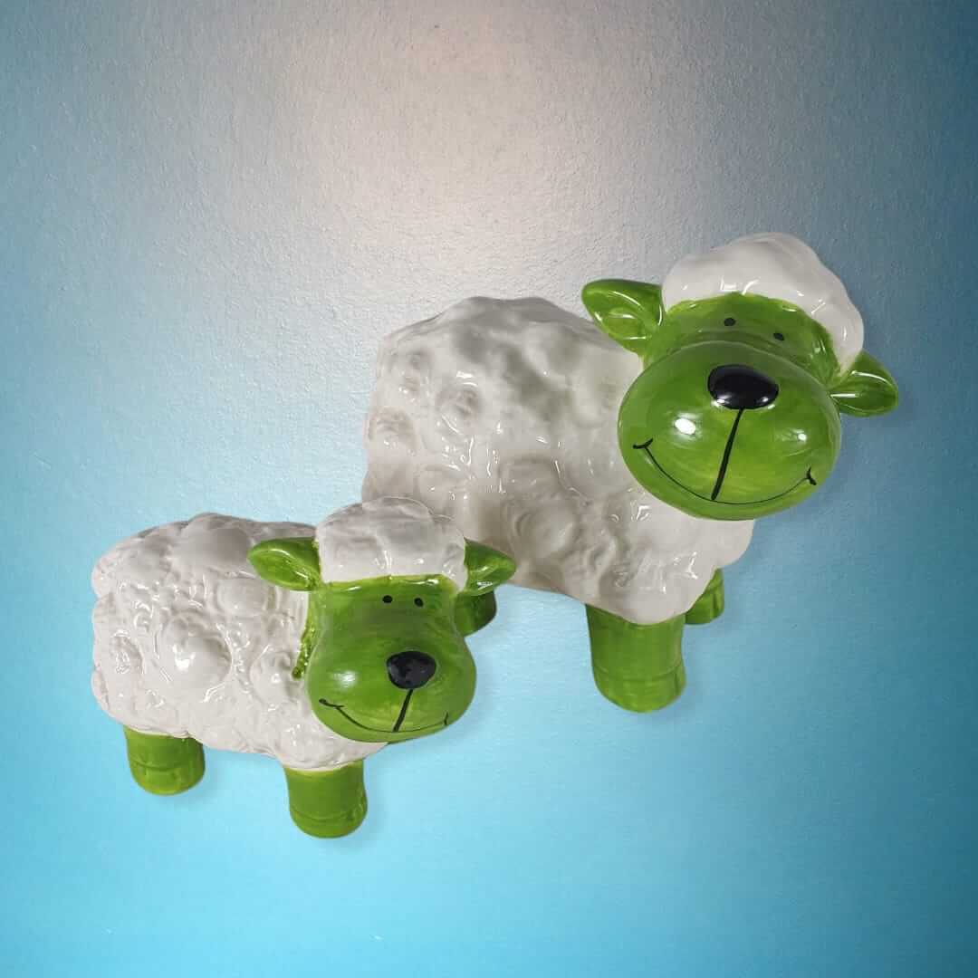 Grüne Schaf Figur im 2er Set 13 cm