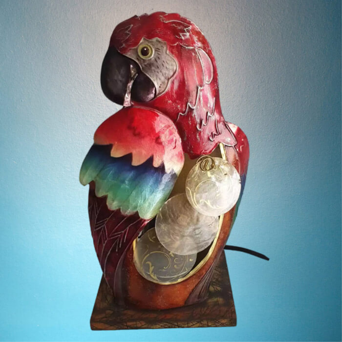 Papagei Tischlampe aus Metall 30 cm