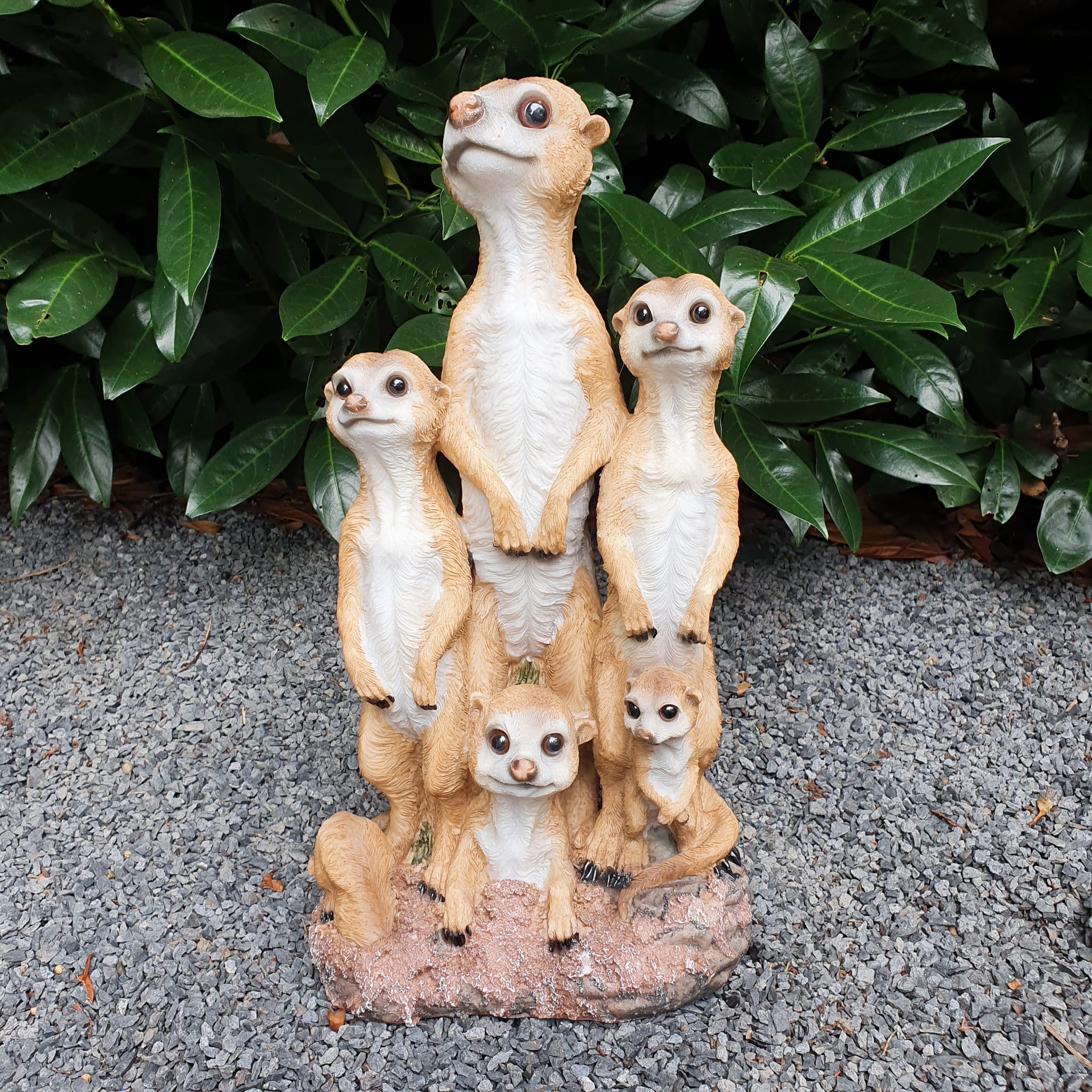 Gartenfigur Erdmännchen Figur Familie mit Kinder 38 cm