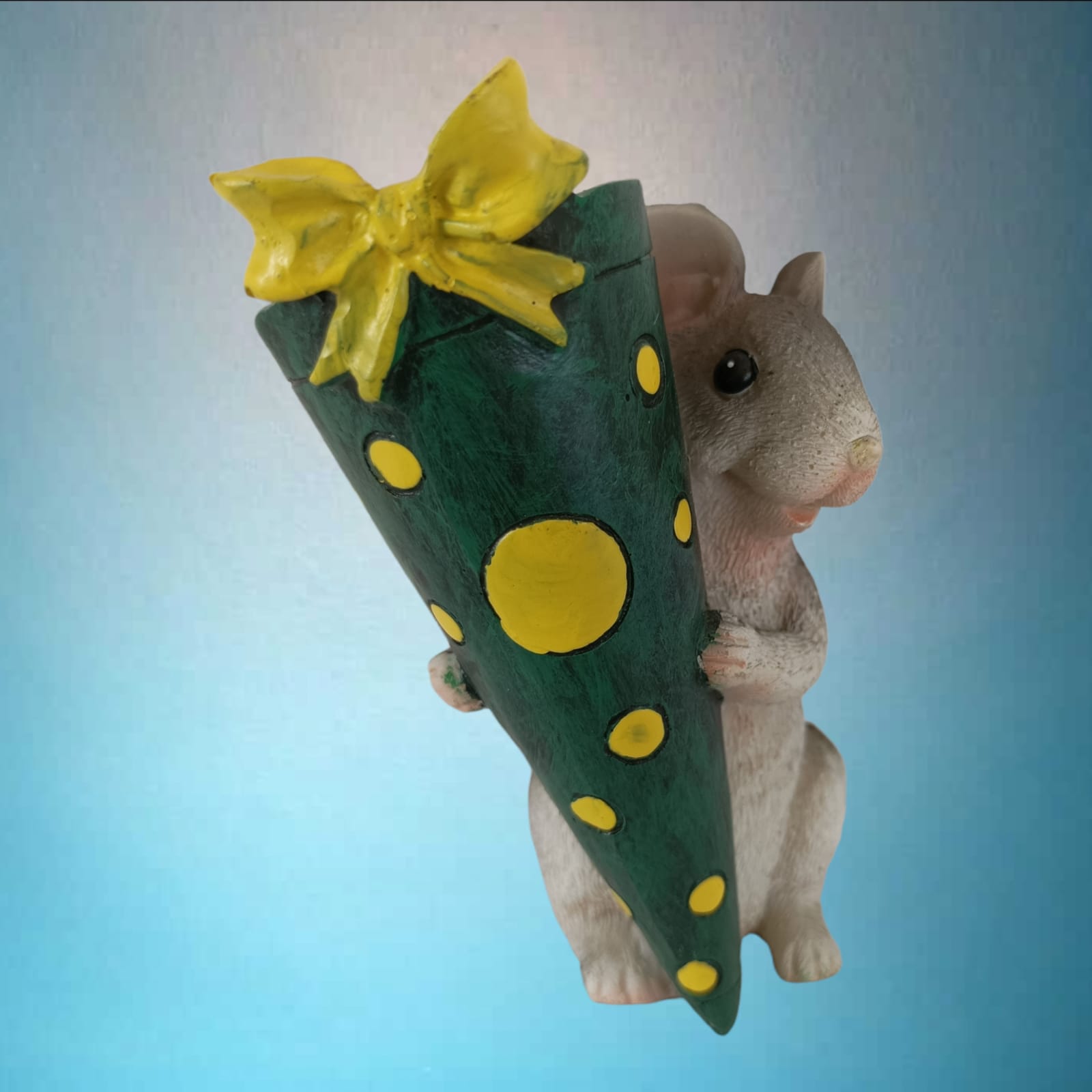 Deko Maus mit Schultüte gelb 10 cm