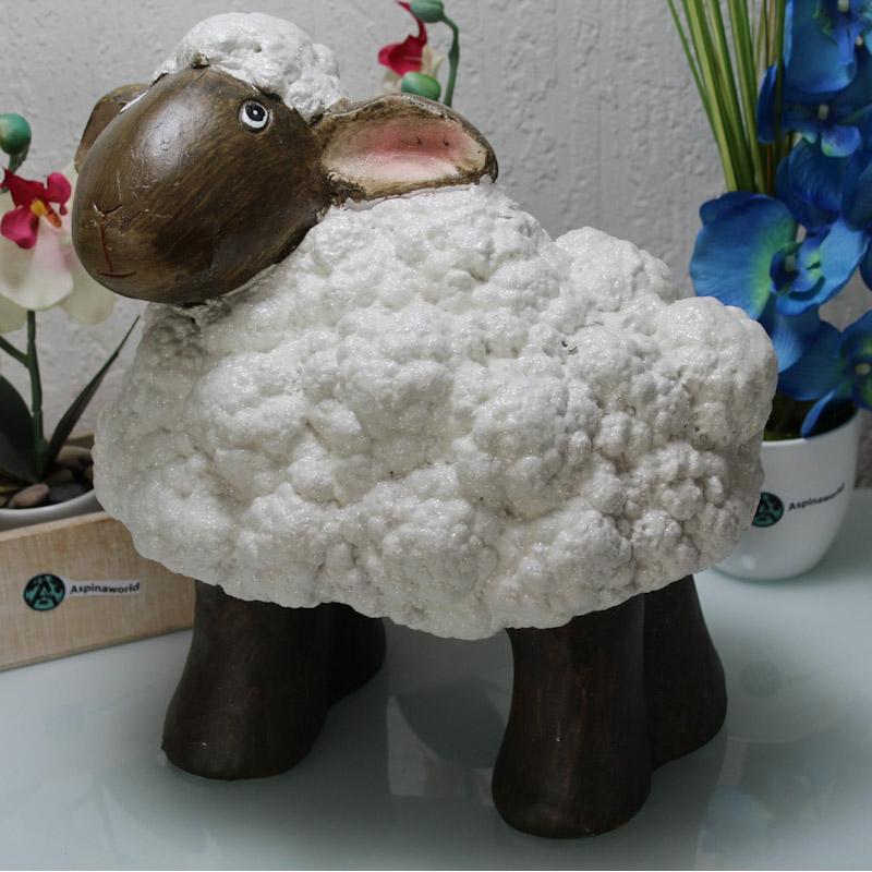 Dekofigur stehende große weiße Schaf Figur 32 cm