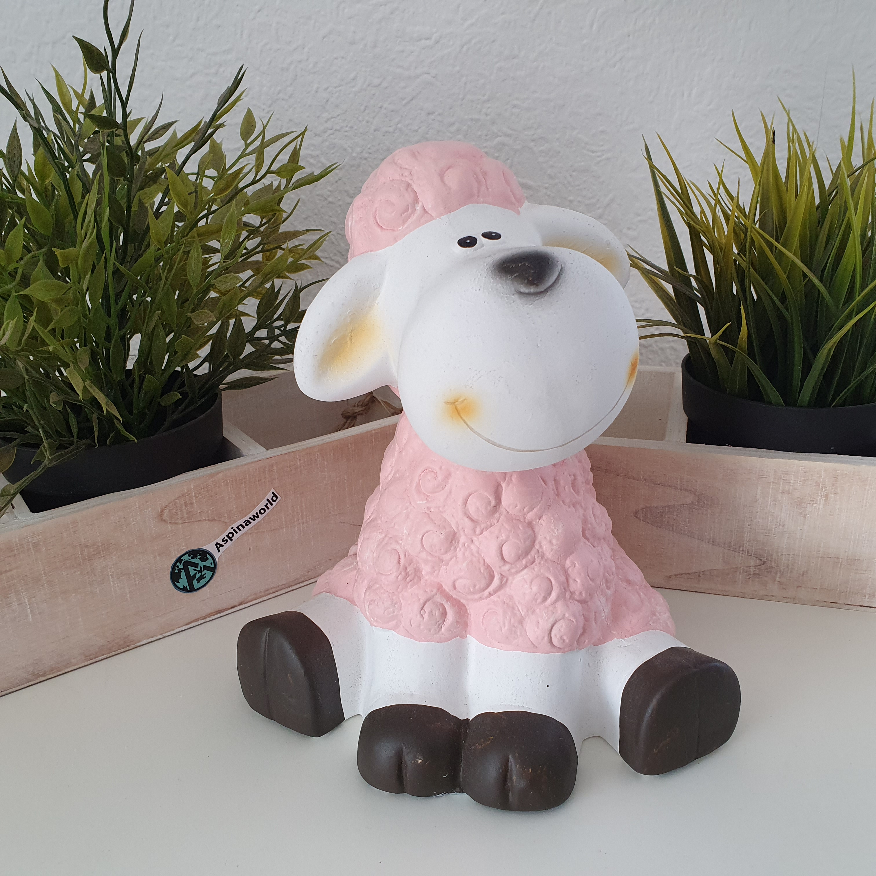 Dekofigur lustige Schaf Figur in rosa 21 cm  