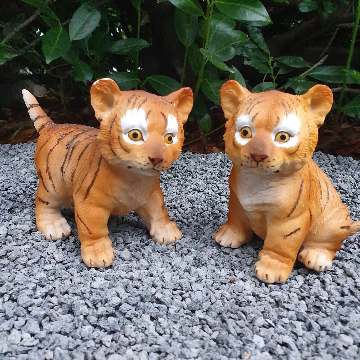 Gartenfigur Tiger Babys im 2 er Pack 14 cm