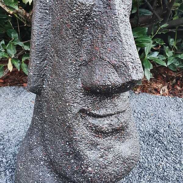 Gartenfigur graue schmale Osterinsel Kopf Figur 63 cm Moai 