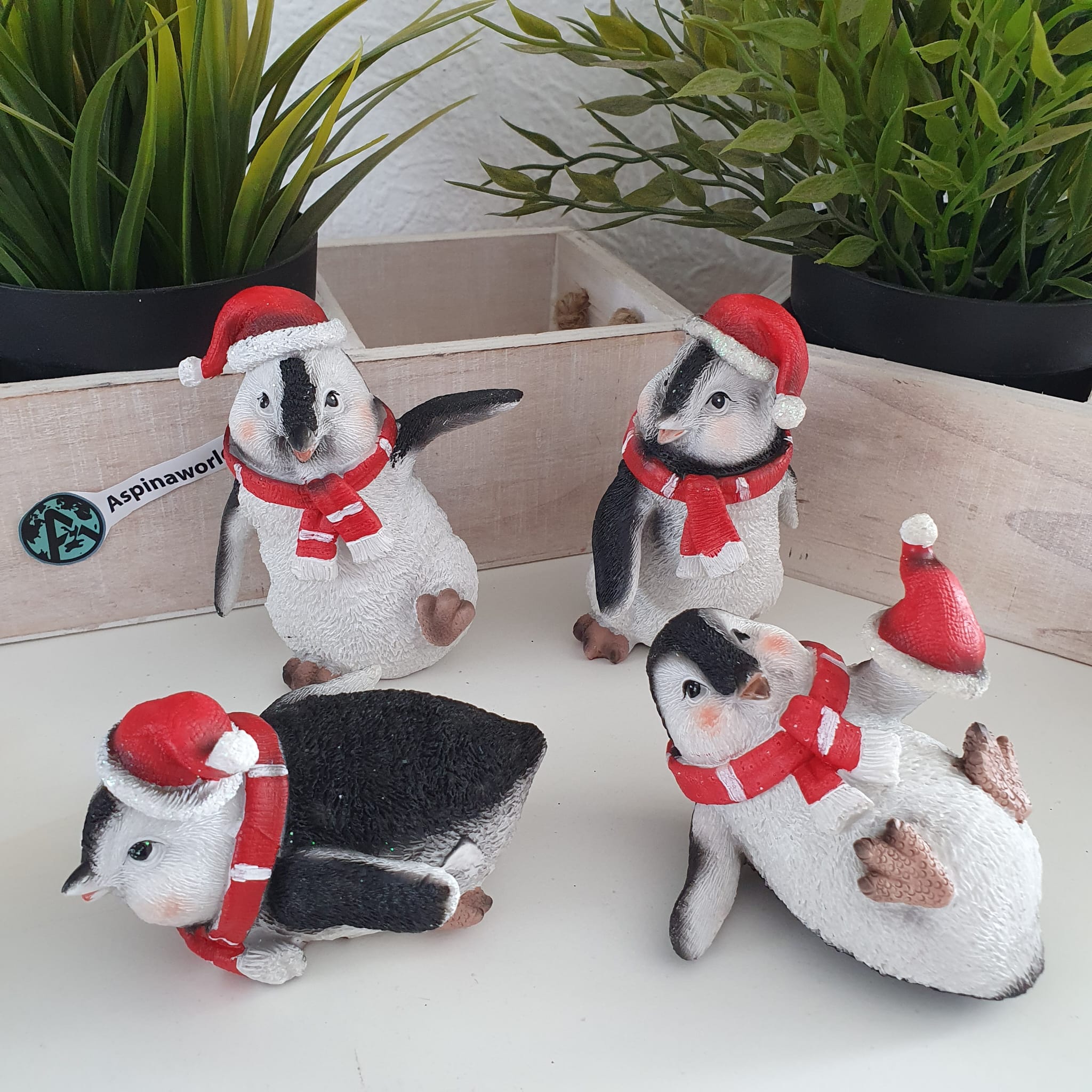 10 Weihnachtsdeko Figuren 4er cm Pinguin Set