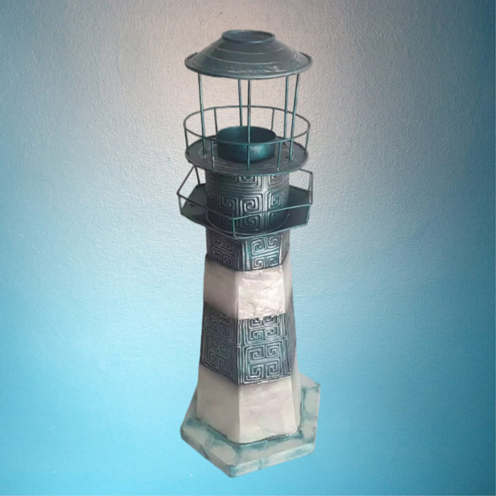 Dekofigur Metall Leuchtturm 32 cm