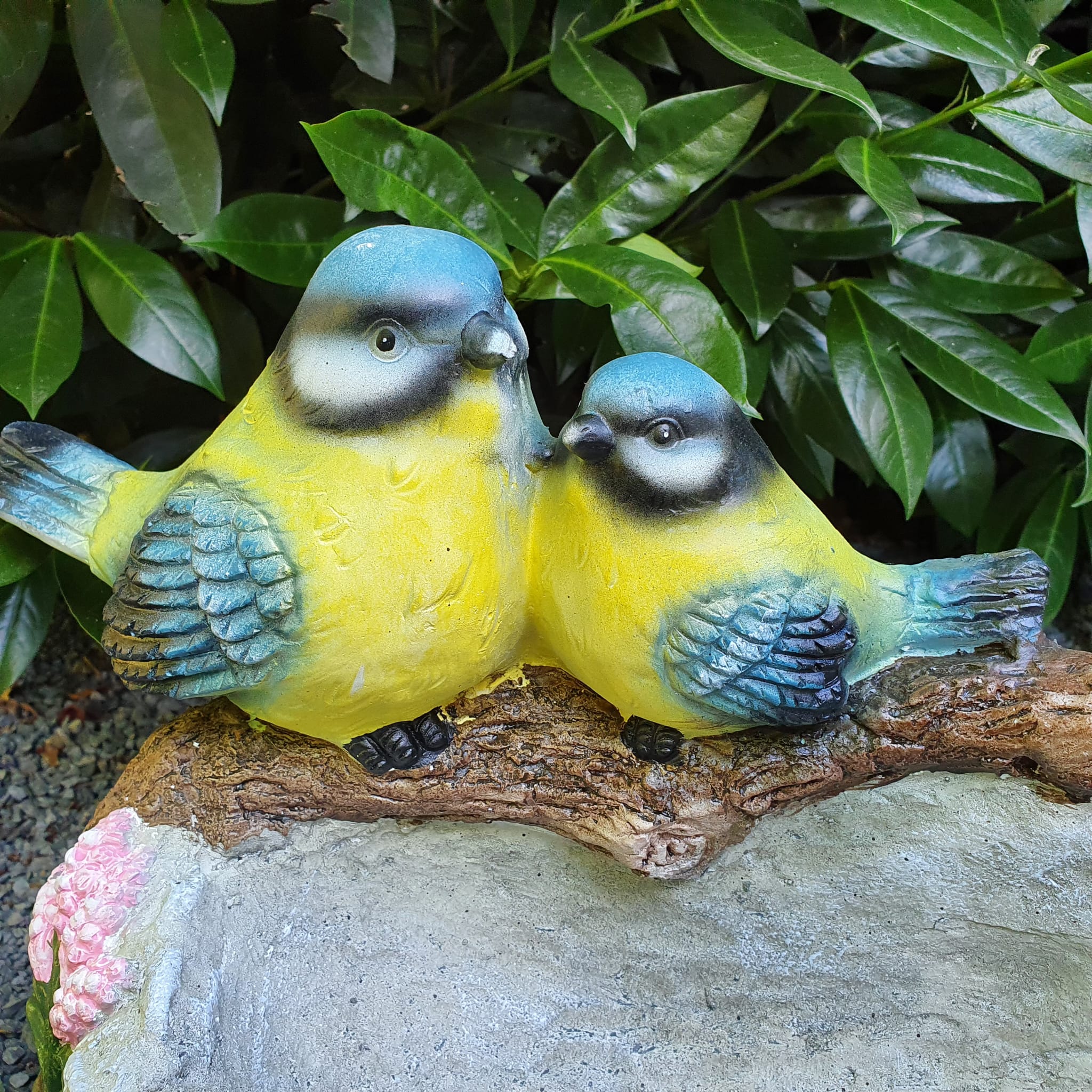 Gartenfigur  Vogeltränke mit Vögel  24 cm