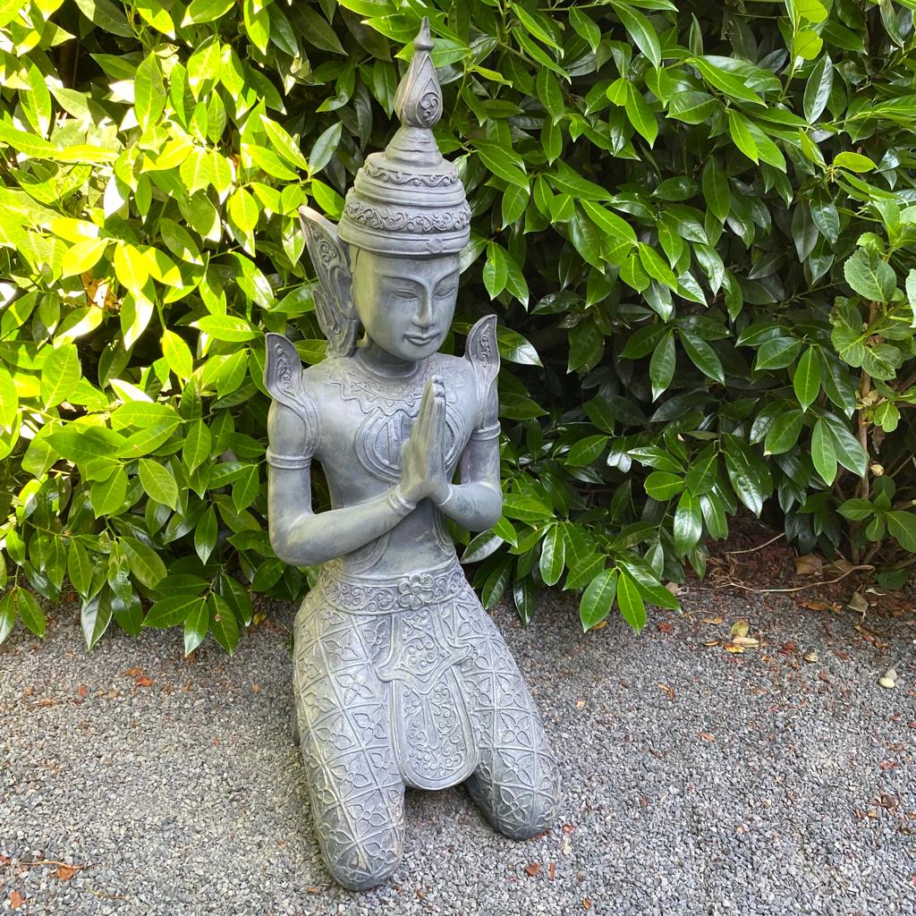 Gartenfigur Buddha Figur Tempelwächter 80 cm Betonoptik