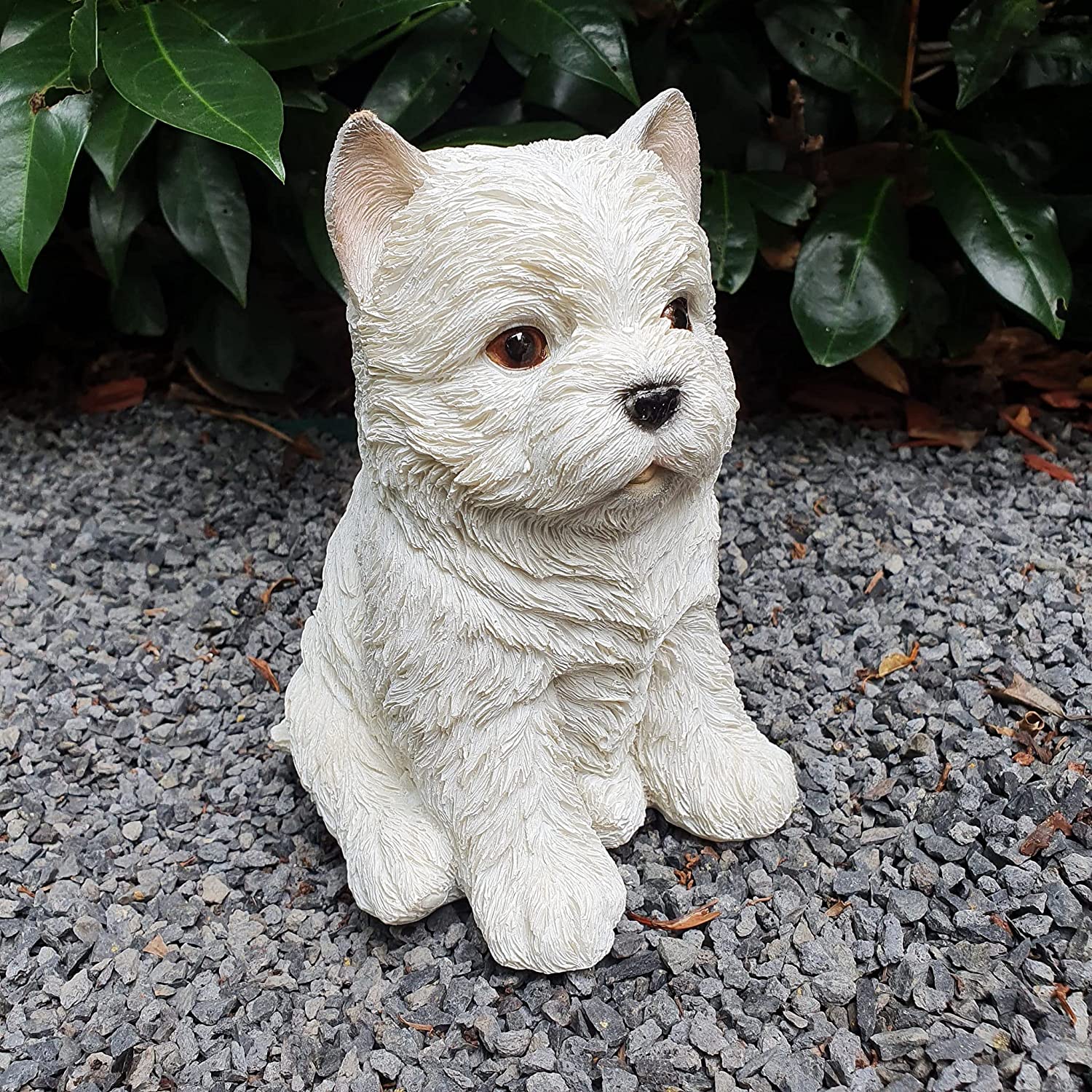 Niedlicher Welpe Deko Statue Gartenfigur Hund Verspielter Jack Russel 