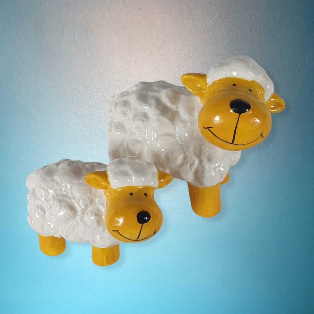 Gelbe Schaf Figur im 2er Set 13 cm