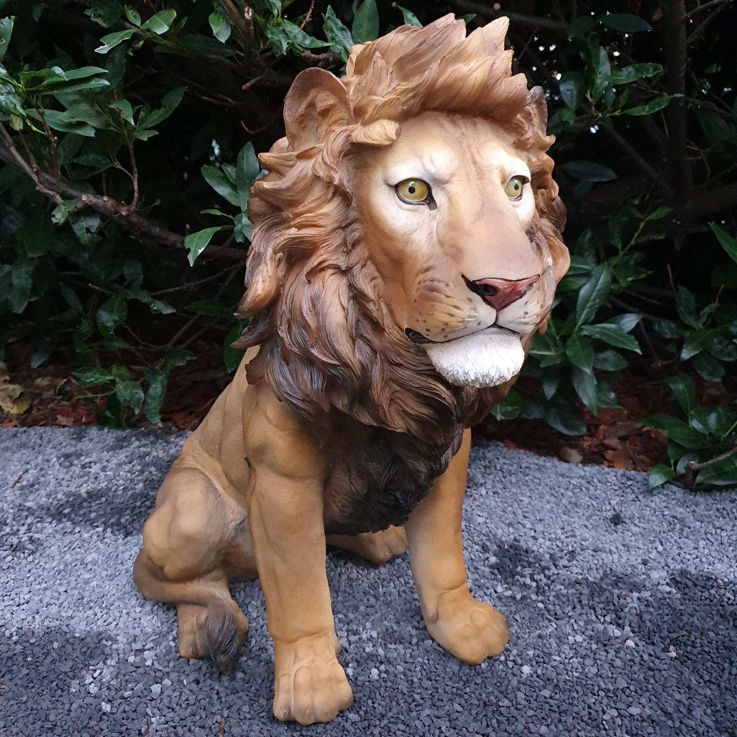 Gartenfigur sitzende Löwen Figur 58 cm