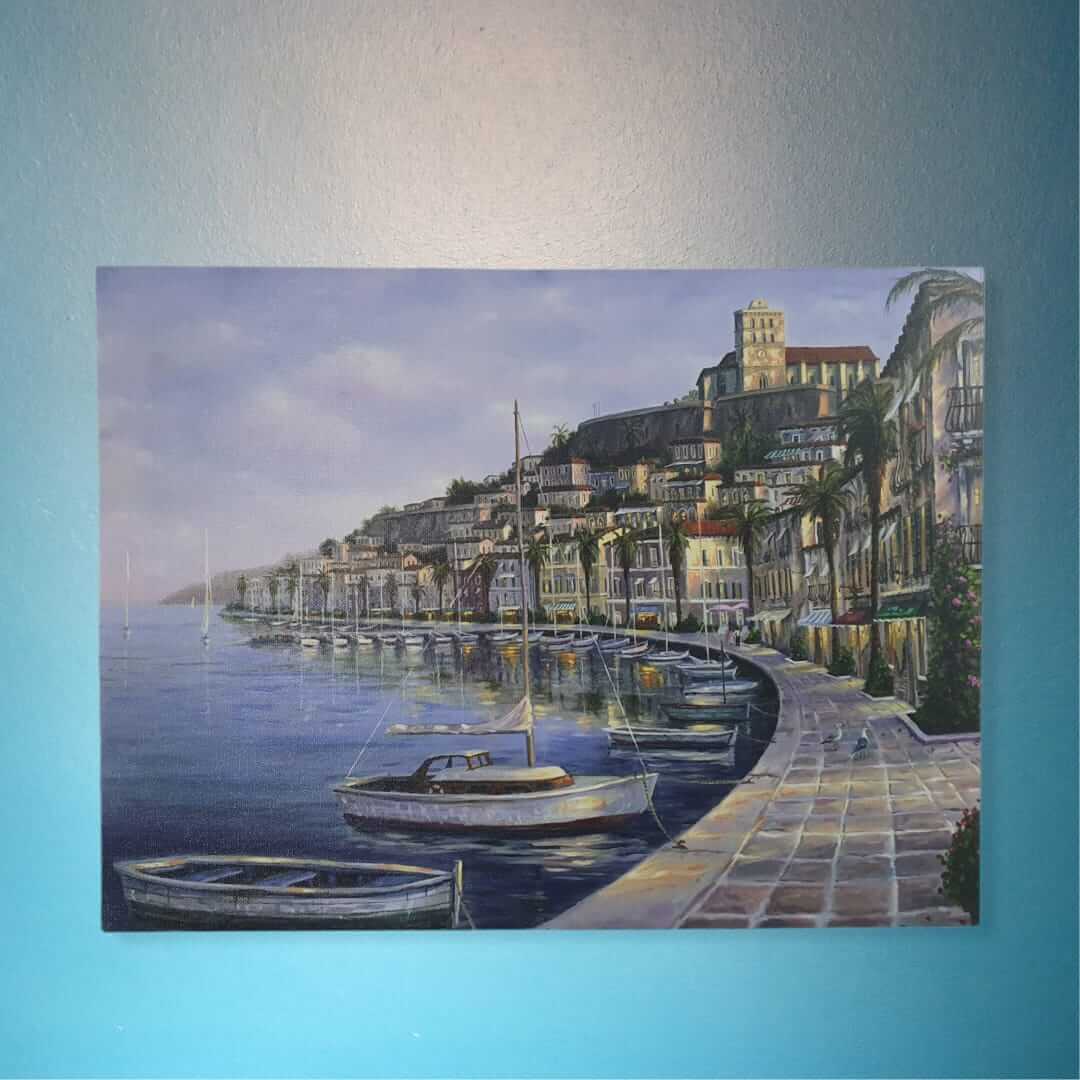 LED Wandbild Stadt am blauen Meer 30 x 40 cm