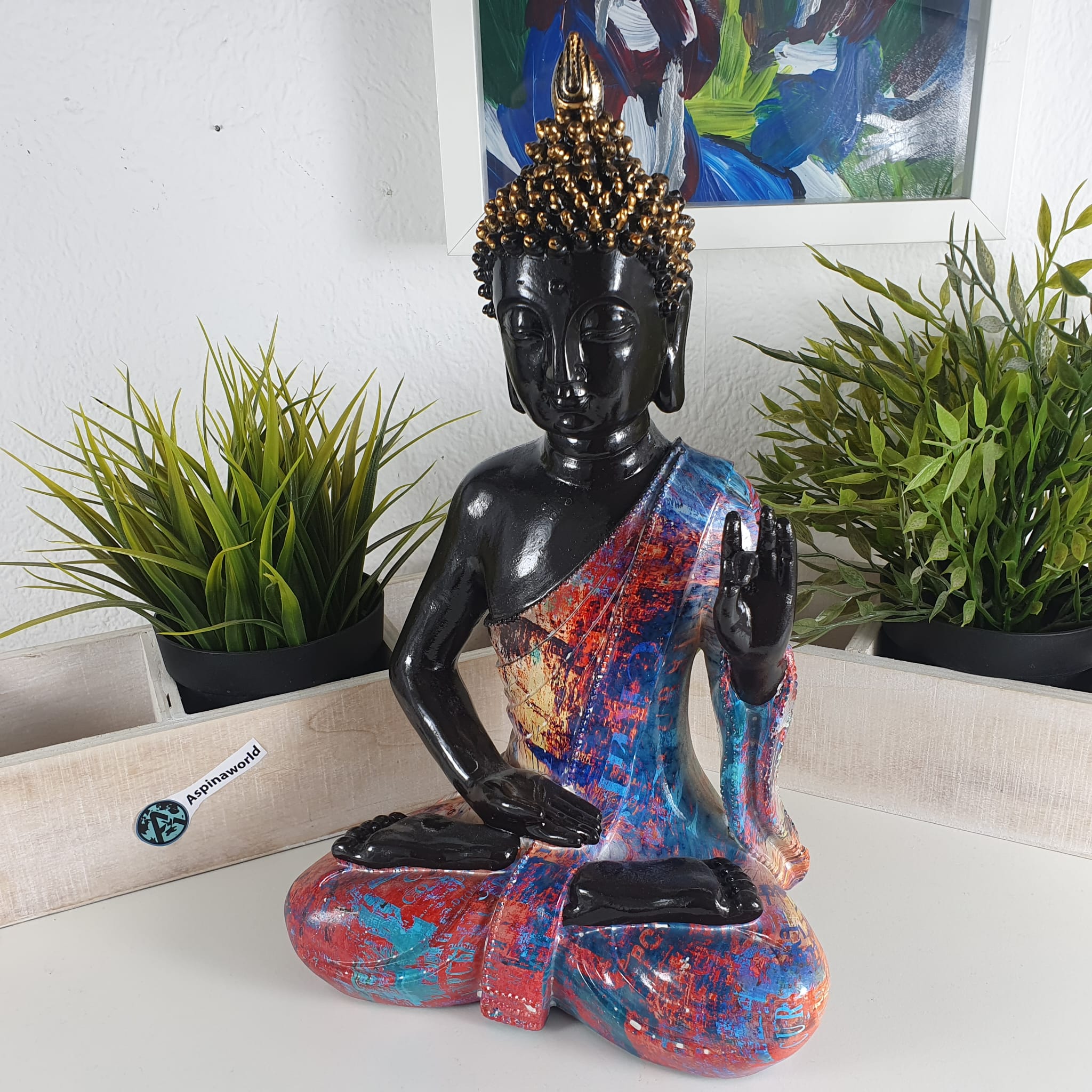 Deko Buddha Figur sitzt Street Art 31 cm