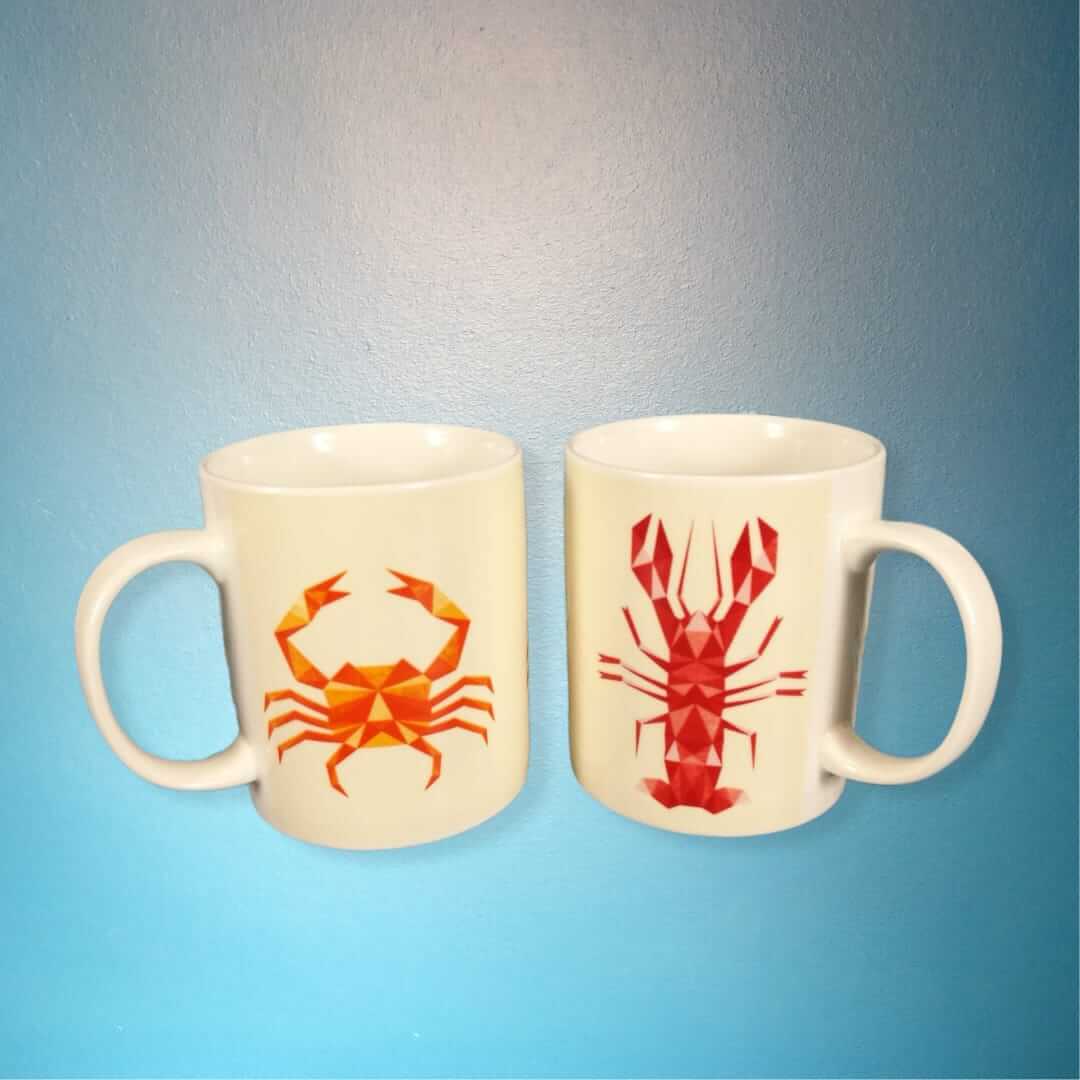 Porzellan Tassen Geschenk-Set Hummer & Krabbe Set 300 ml