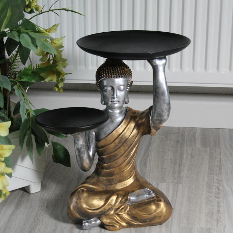 Sitzende Buddha Figur mit Tablett in der Hand 40 cm