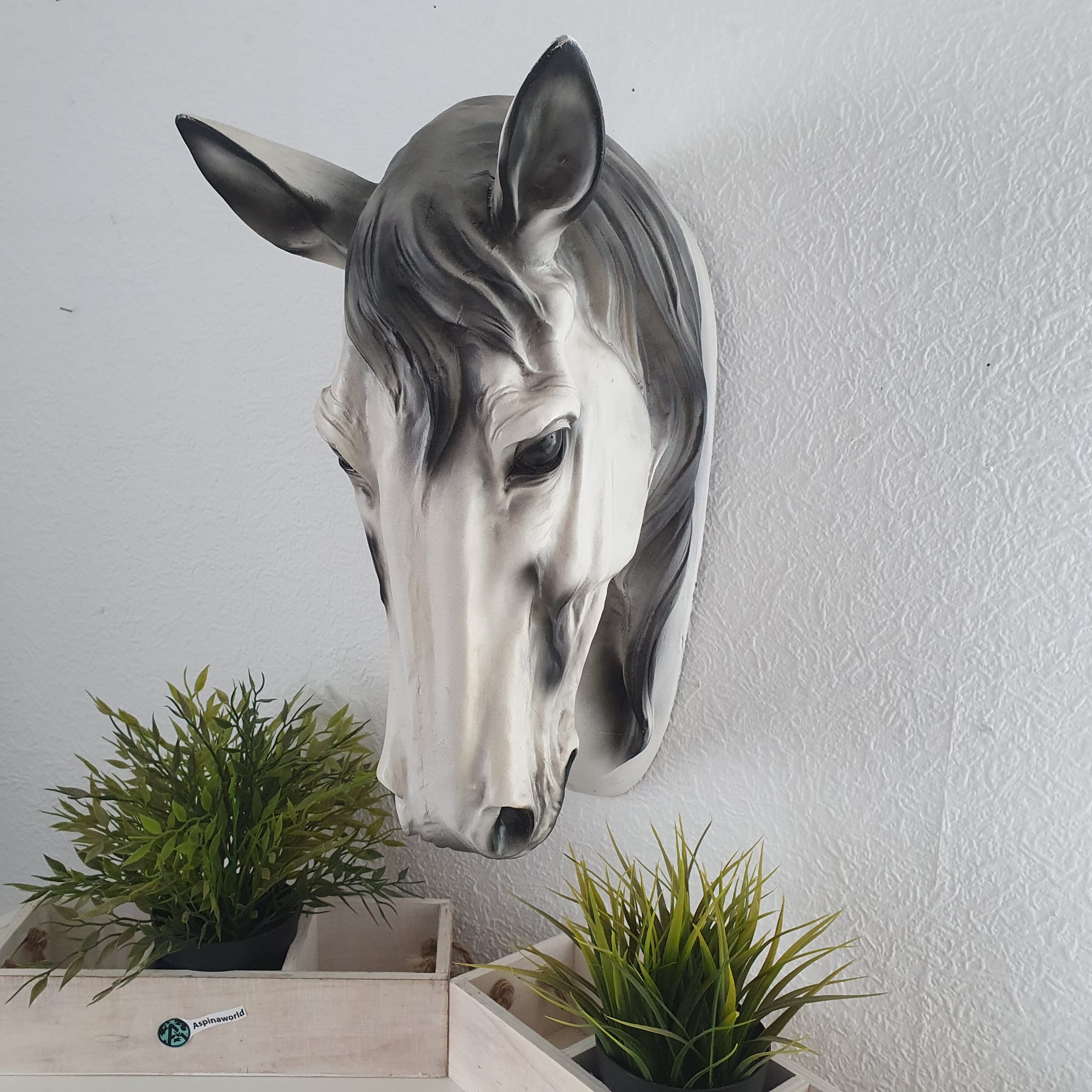 Wanddekoration Pferdekopf in weiß 43 cm