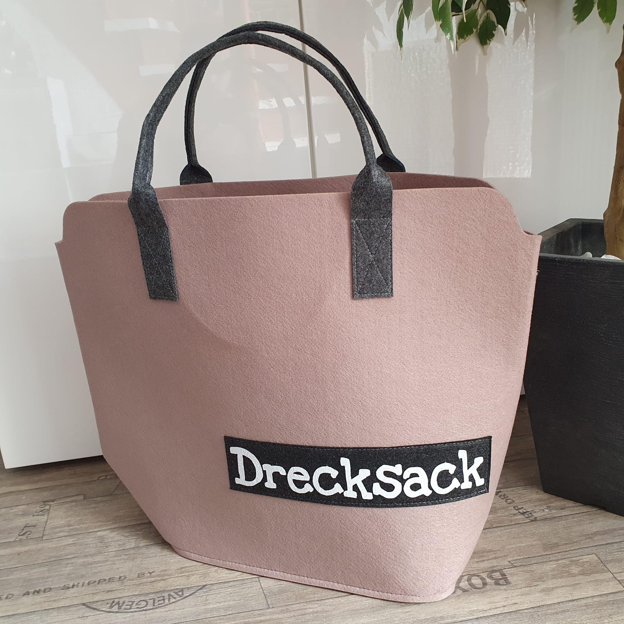 Filz Tasche mit Aufschrift Drecksack 46 cm