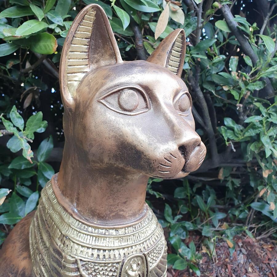 Gartenfigur 72 Figur Bastet-Katzen Bronze Optik cm Ägyptische