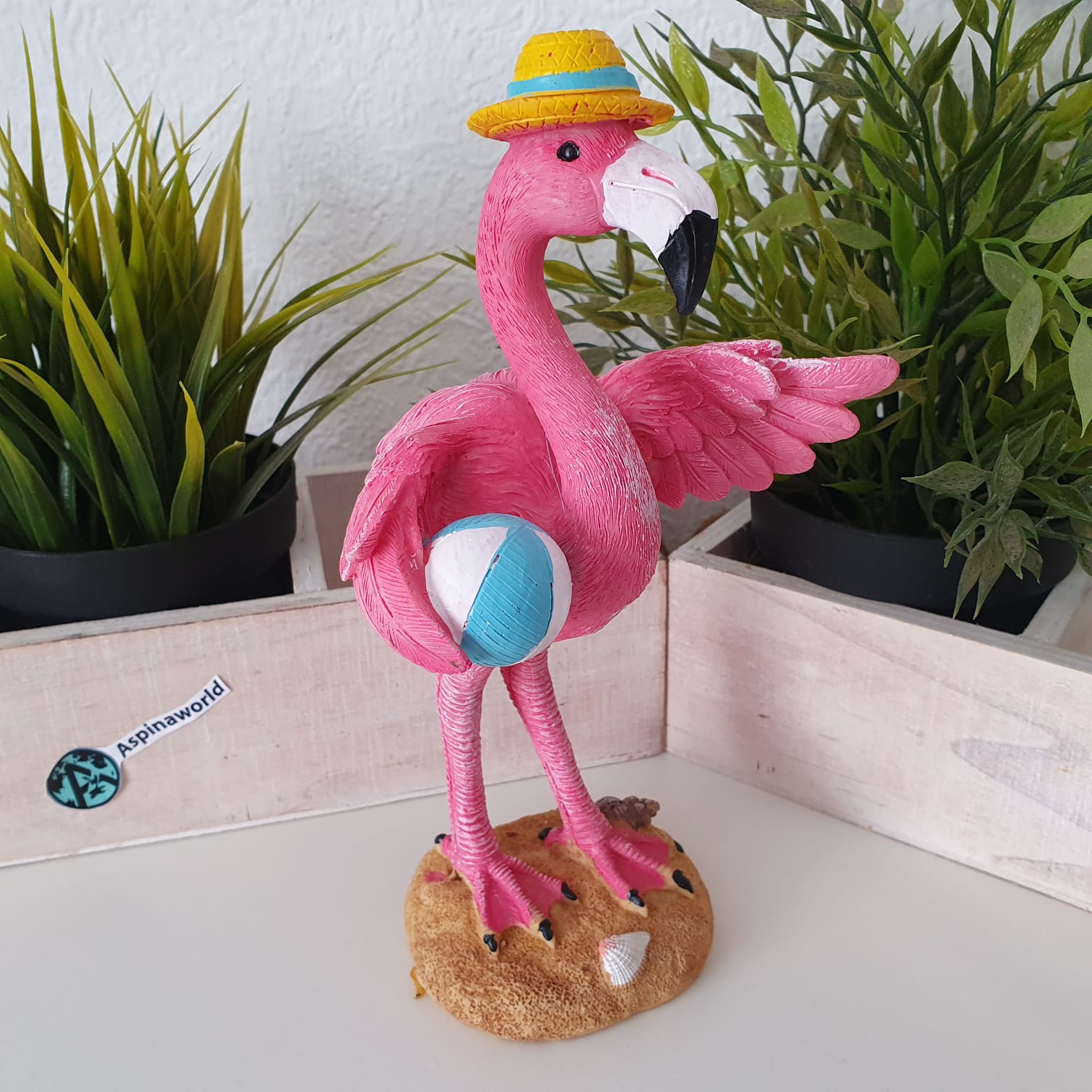 Deko Flamingo Figur im Urlaub 2 er Set  22 cm 
