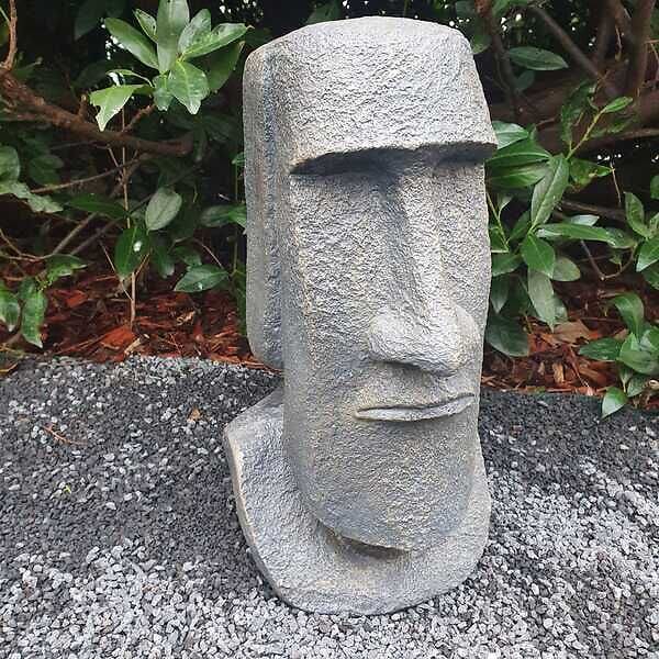 Gartenfigur grauer Osterinsel Kopf Figur 42 cm Moai