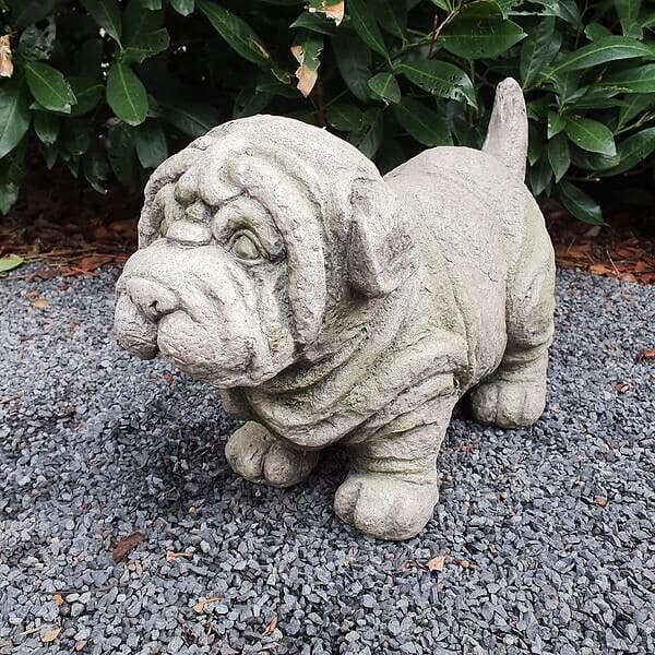 Gartenfigur Hunde Mops Figur 25 cm