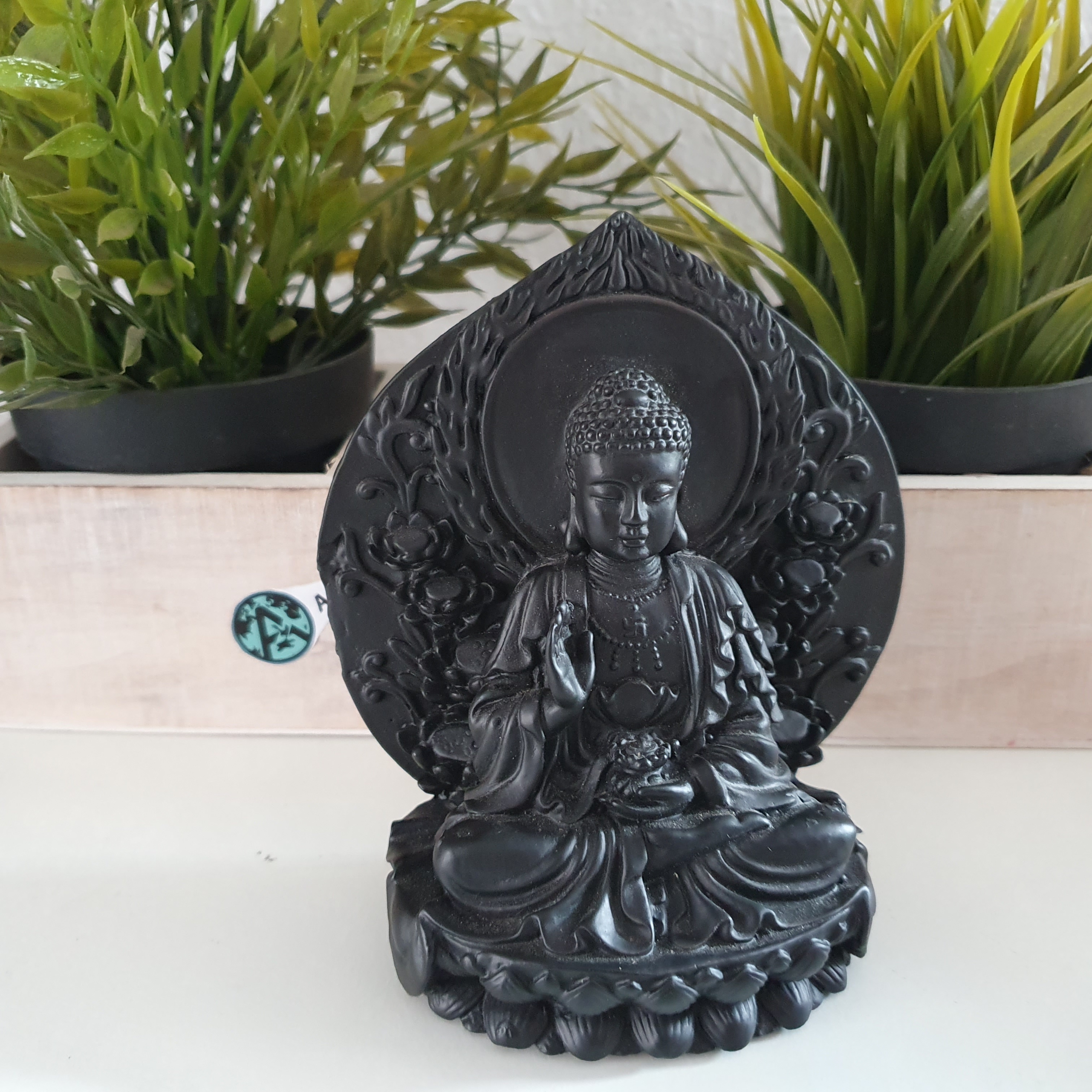 Buddha Figuren sitzt auf Lotusthron 14 cm