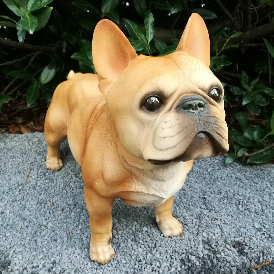 Gartenfigur stehende Französische Bulldogge Figur braun 43 cm