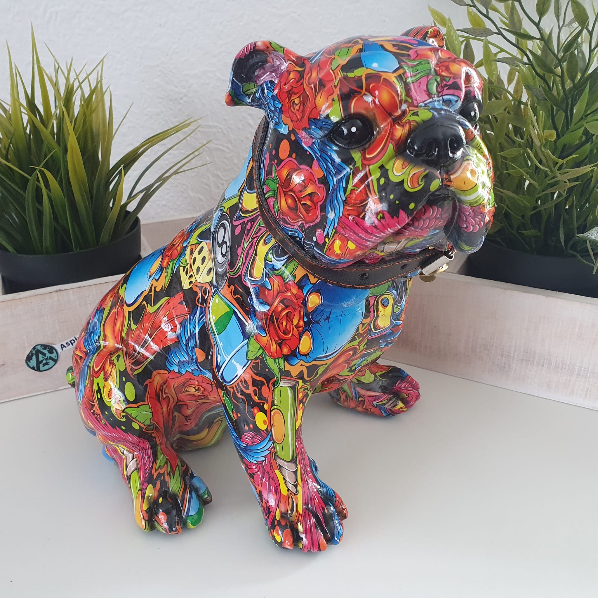 Street Art Mops Hunde Figur Graffiti style 22 cm