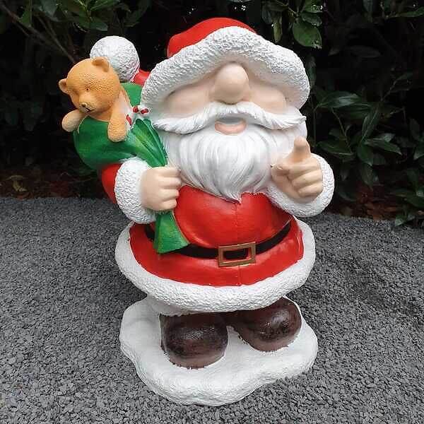 Gartenfigur Weihnachtsmann Figur mit Sack 50 cm