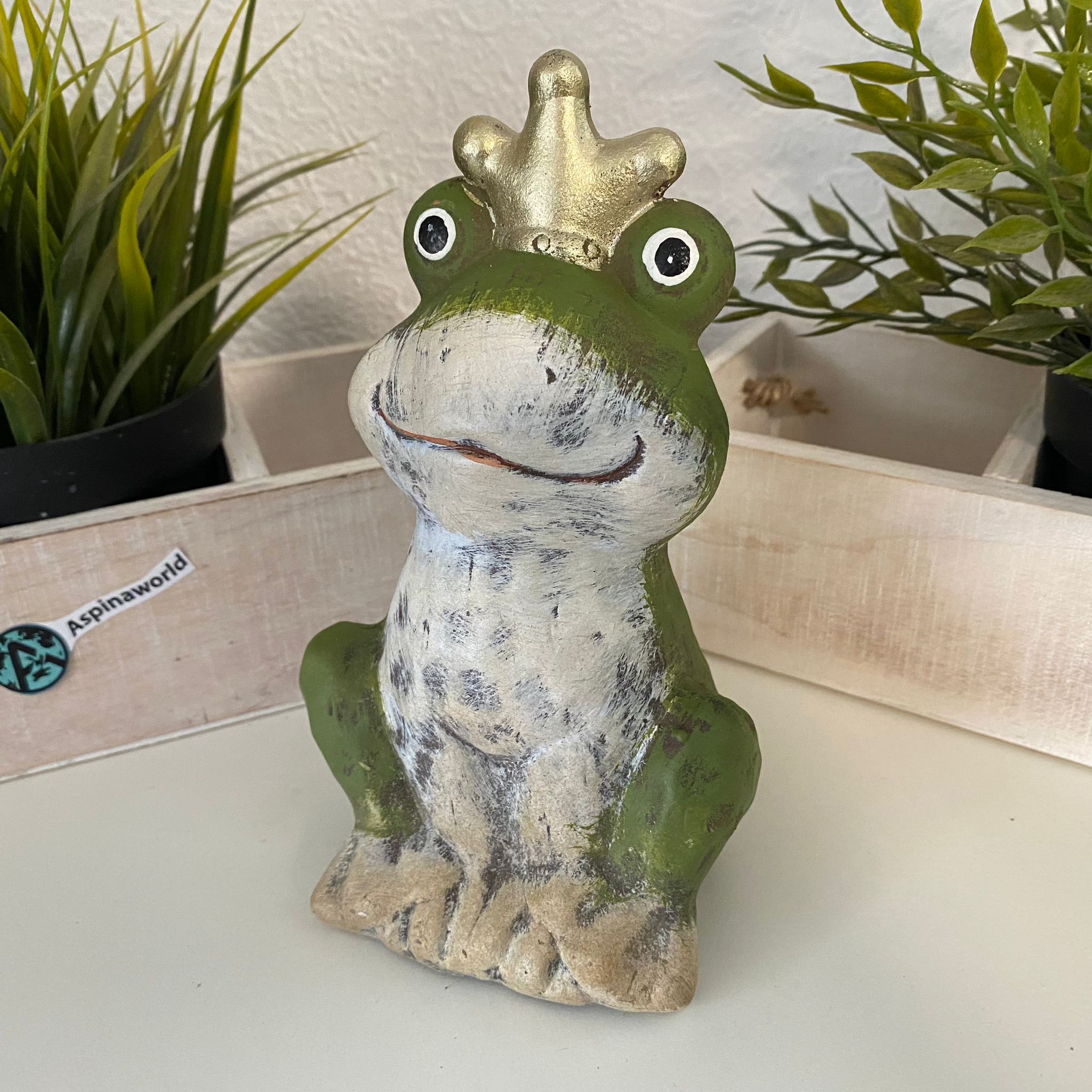 Deko Frosch Figur mit Krone 18 cm