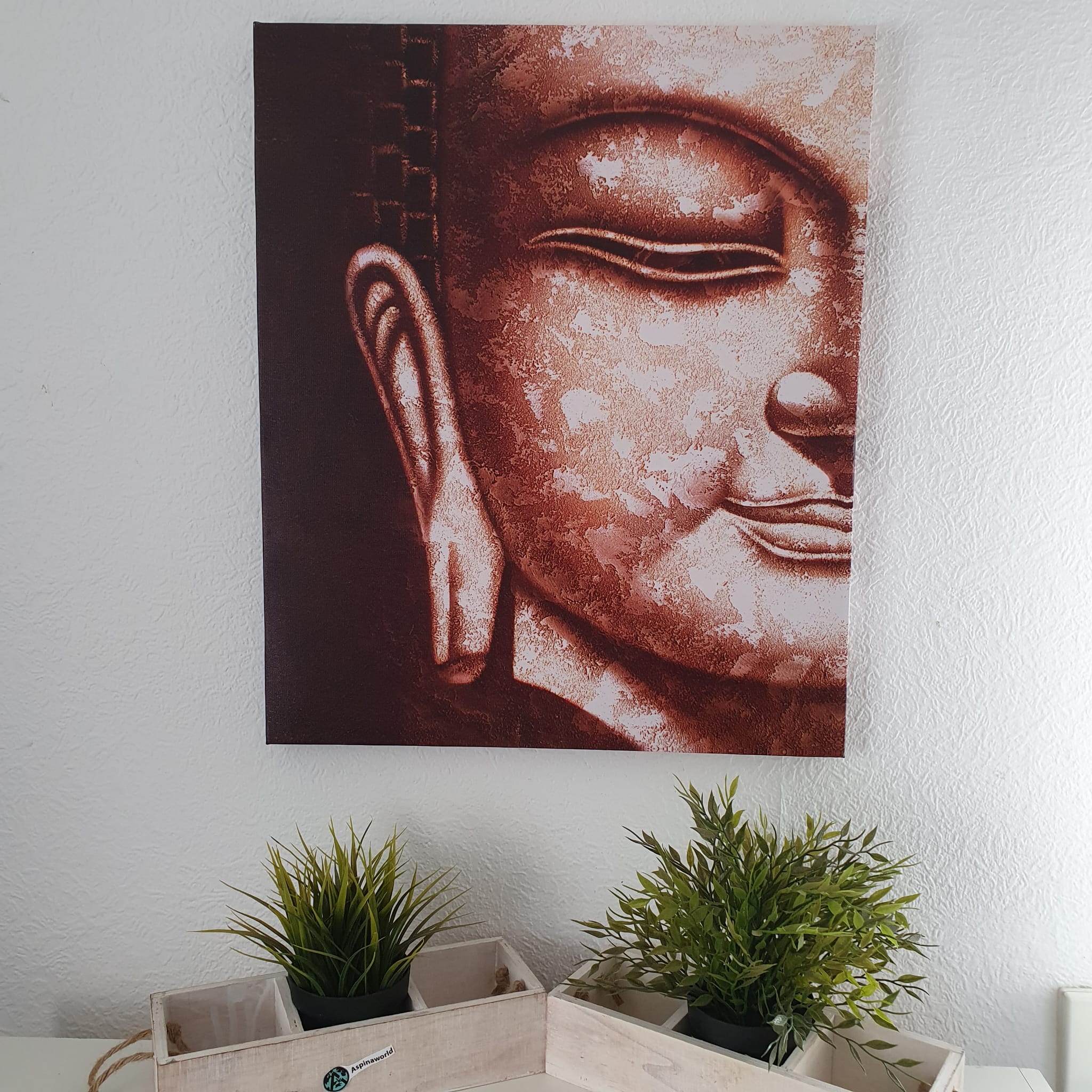 Leinwandbild mit halbem Buddha Gesicht 60 cm