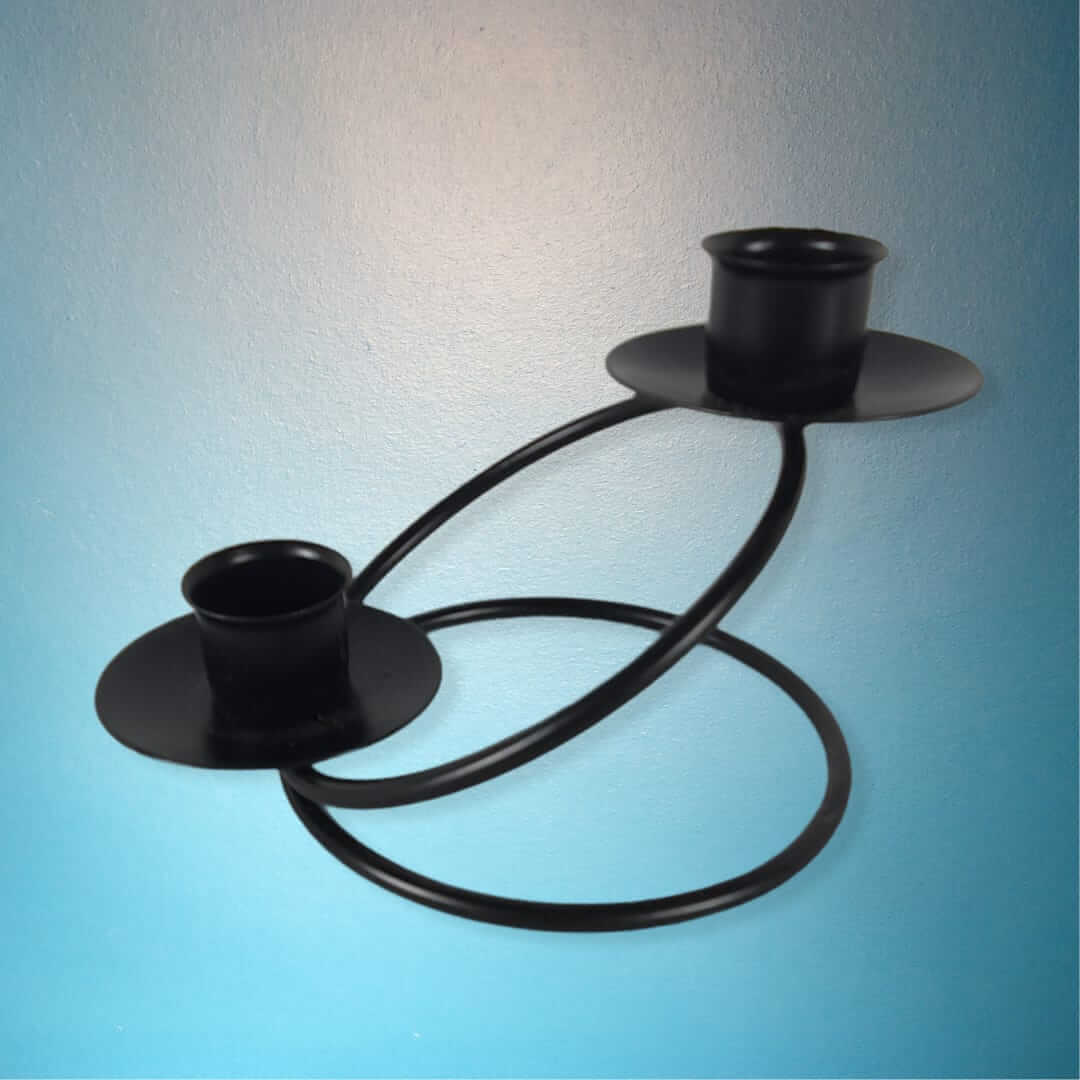 Kerzenhalter aus Eisen mit Doppelring für zwei Kerze 8 cm