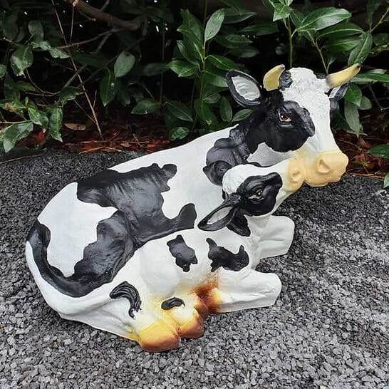 Gartenfigur Kuh Figur mit Kalb 30 cm