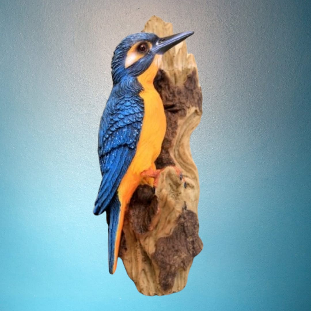 Blauer Vogel auf einem Stamm für die Wand 27 cm