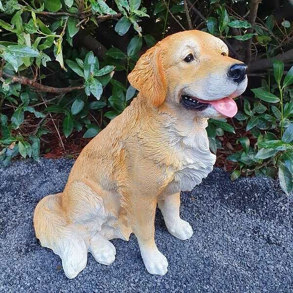 Gartenfigur Sitzende Labrador Figur Golden Retriever 52 cm