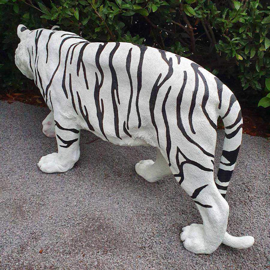 Gartenfigur große weiße Tiger Figur auf allen vieren 140 cm