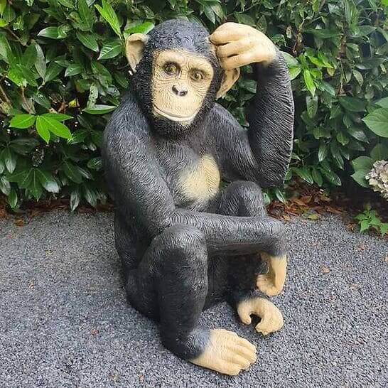 Gartenfigur große Schimpansen Figur 70 cm