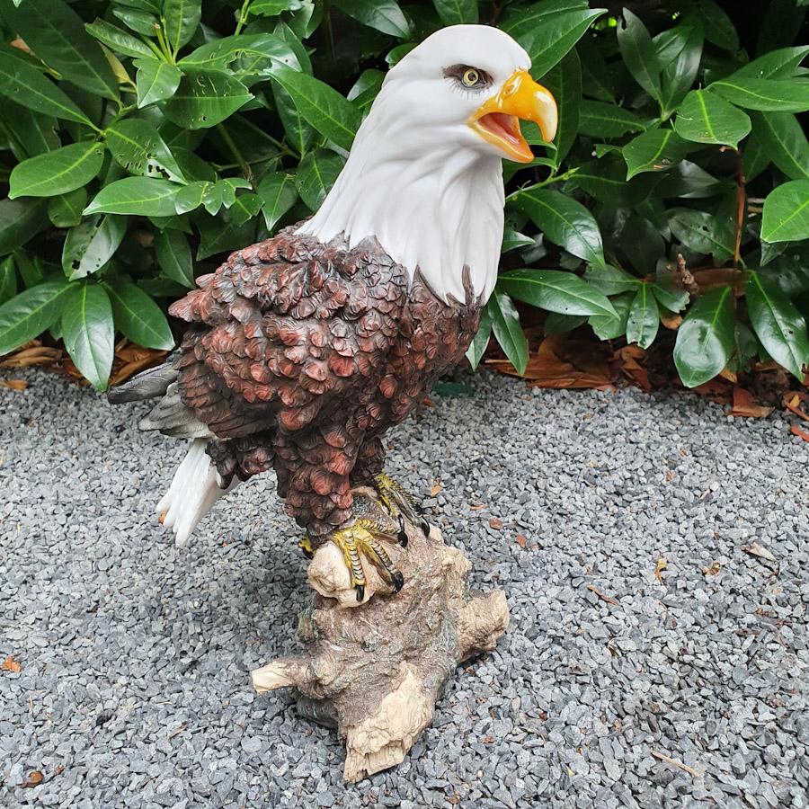 Adler auf Ast mit Weißem Kopf als Gartenfigur