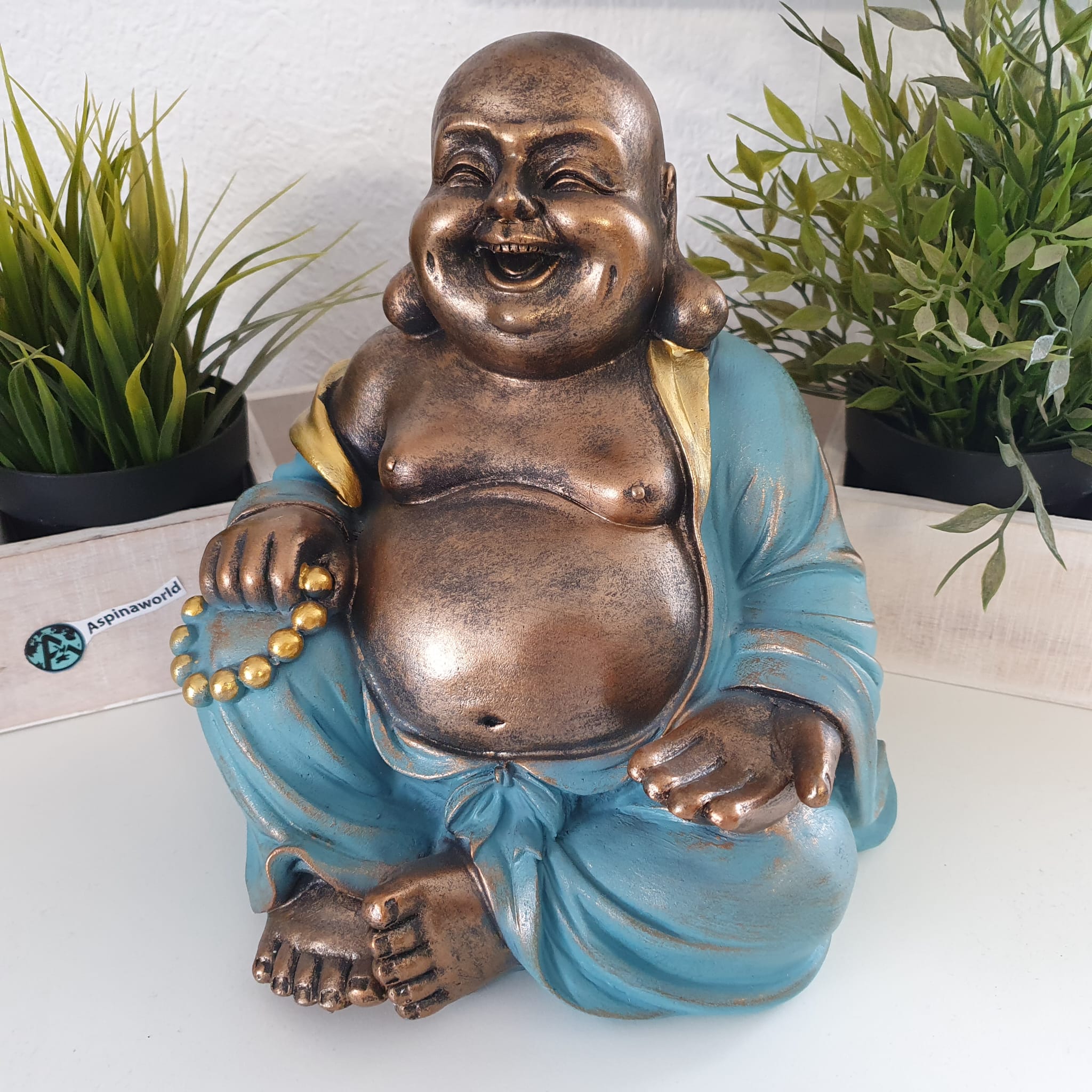 Golden Blauer Asia Buddha als Deko