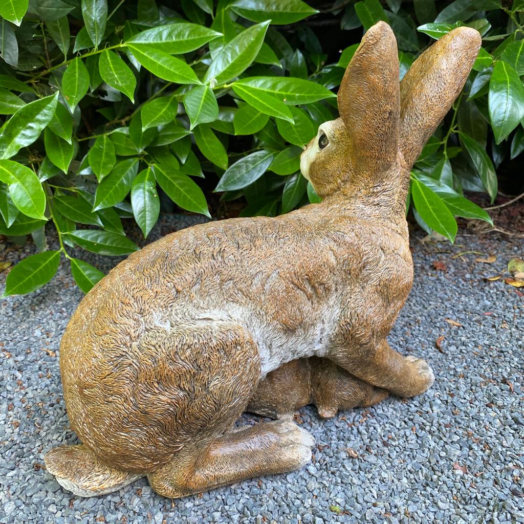 Gartenfigur Hasen Figur mit Kinder 35 cm