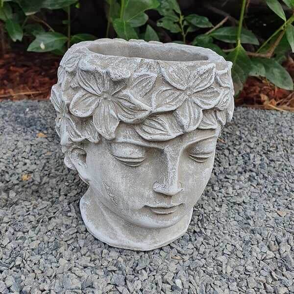 Gartenfigur Kopf als Blumentopf 16 cm