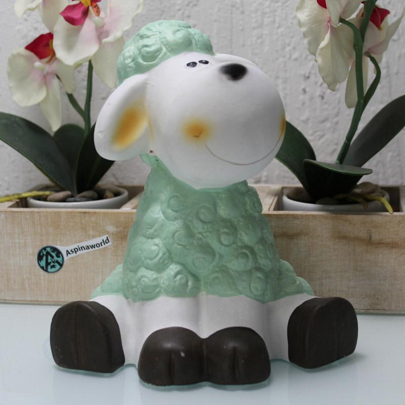 Dekofigur lustige Schaf Figur in grün 21 cm 
