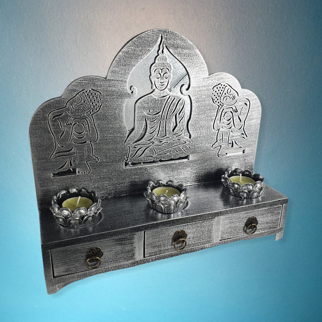 Buddha Schränkchen und Teelichthalter im einem 27 cm