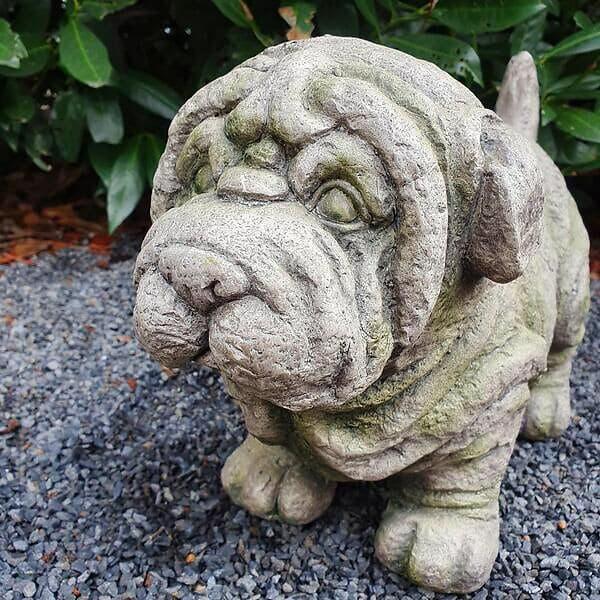 Gartenfigur Hunde Mops Figur 25 cm
