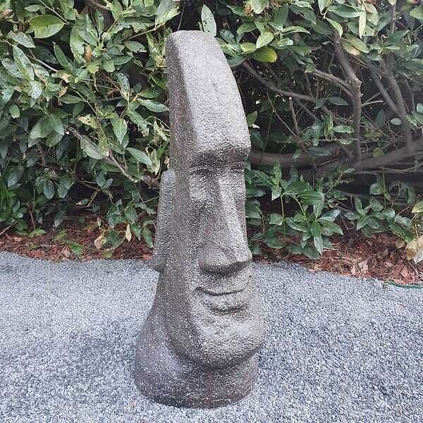 Gartenfigur graue schmale Osterinsel Kopf Figur 63 cm Moai